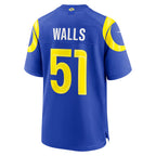 LA.Rams #51 Eddie Walls III Royal Game Football Jersey