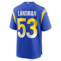 LA.Rams #53 Nate Landman Royal Team Game Football Jersey Marou
