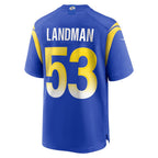 LA.Rams #53 Nate Landman Royal Team Game Football Jersey Marou