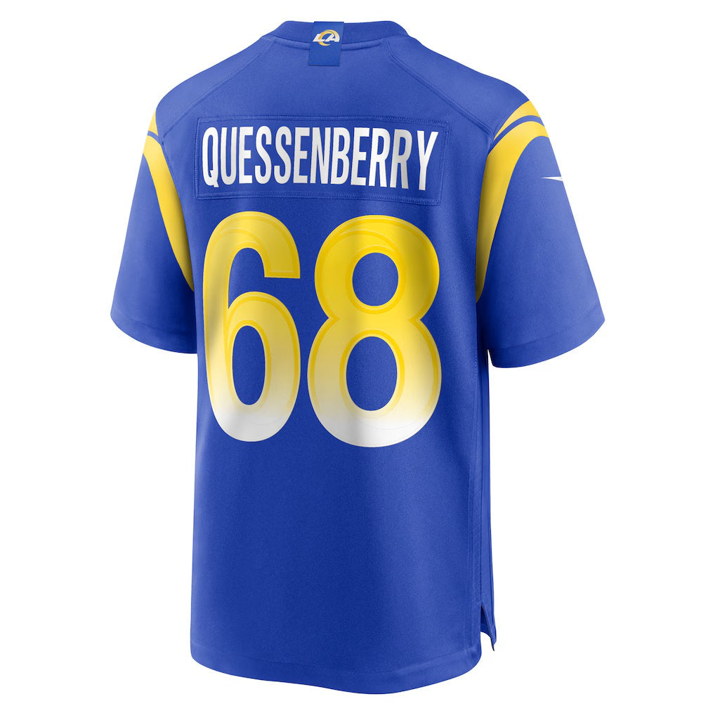 LA.Rams #68 David Quessenberry Royal Team Game Football Jersey Marou