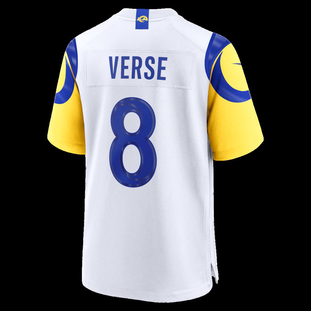LA.Rams #8 Jared Verse White White Game Player Stitched Football American Jersey