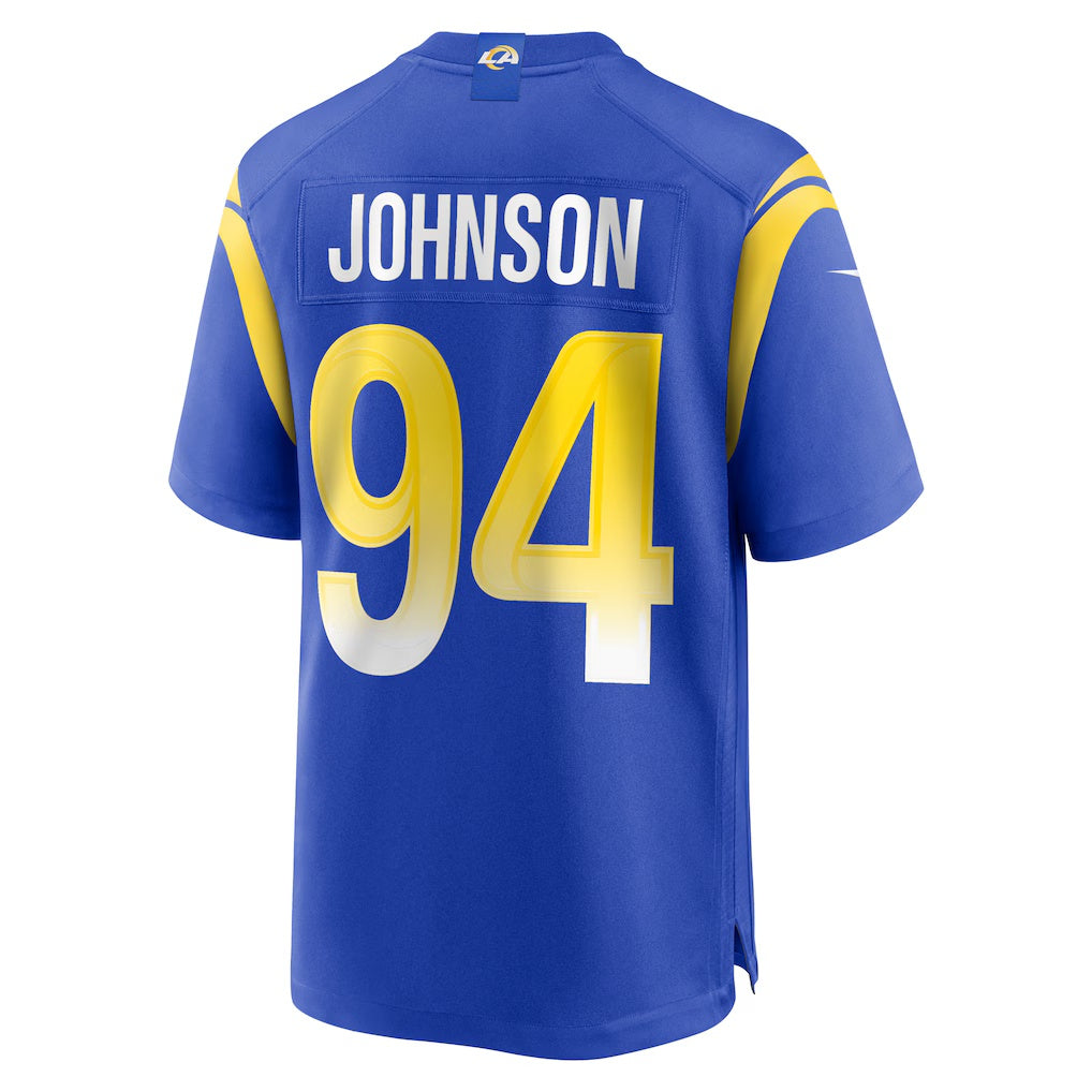 LA.Rams #94 Desjuan Johnson Royal Home Game Football Jersey Marou