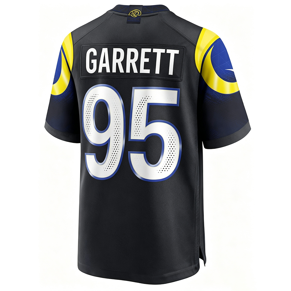 LA.Rams #95 Myles Garrett Midnight Blue 2025 Rivalries Stitched Football Jersey