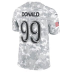LA.Rams #99 Aaron Donald Arctic Camo 2024 Salute to Service Retired Player Limited Football Jersey Marou
