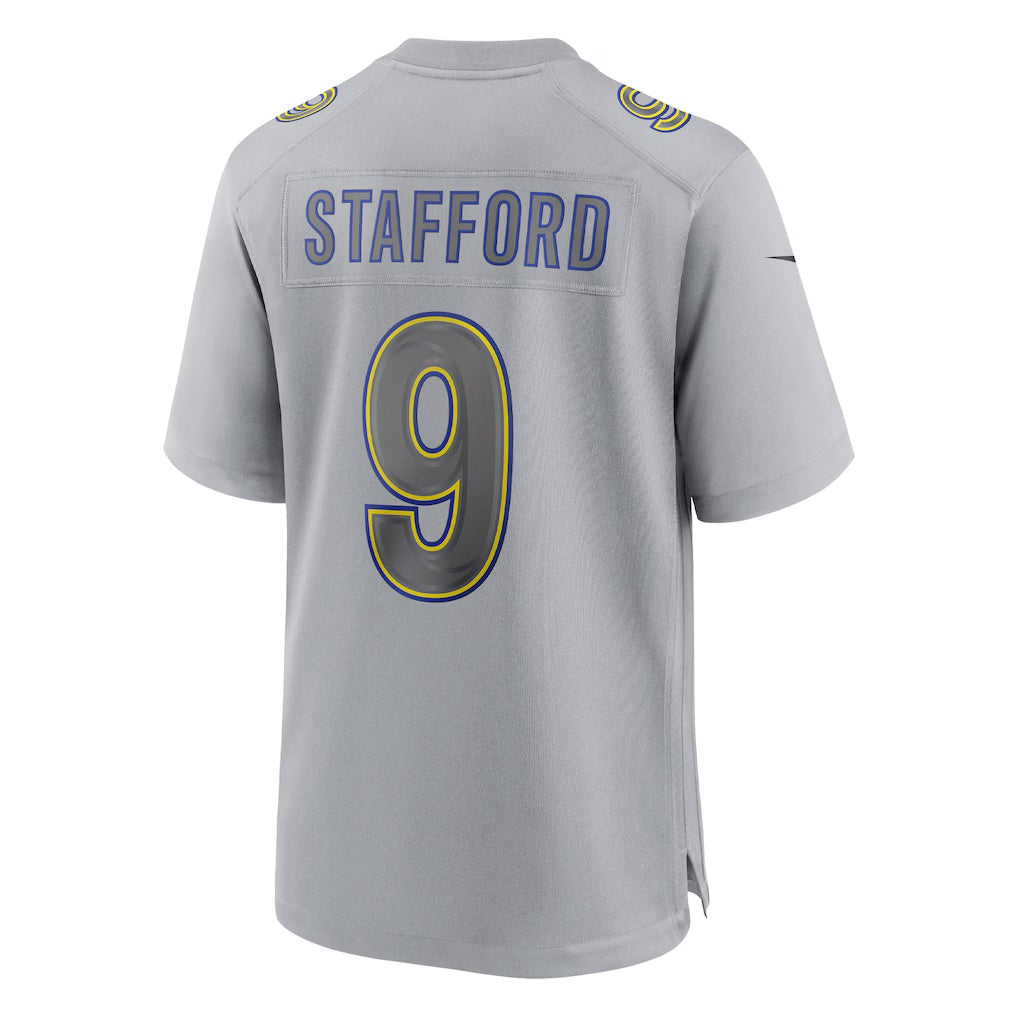 LA.Rams #9 Matthew Stafford Gray Atmosphere Fashion Game Football Jersey Marou