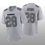 L.Raiders #28 Josh Jacobs Gray Atmosphere Fashion Game Jersey Stitched American Football Jerseys
