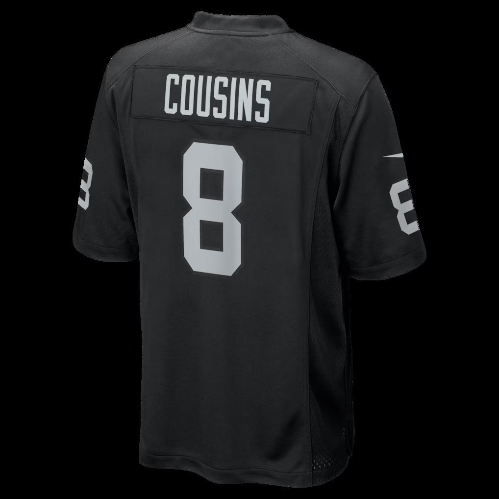 LV.Raiders #8 Kirk Cousins Black Team Game Jersey
