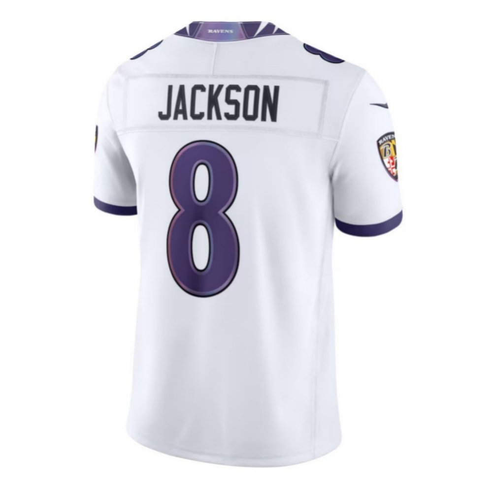 Lamar Jackson Ravens #8 White Vapor F.U.S.E. Sewn Down Limited Stitched Football Jersey