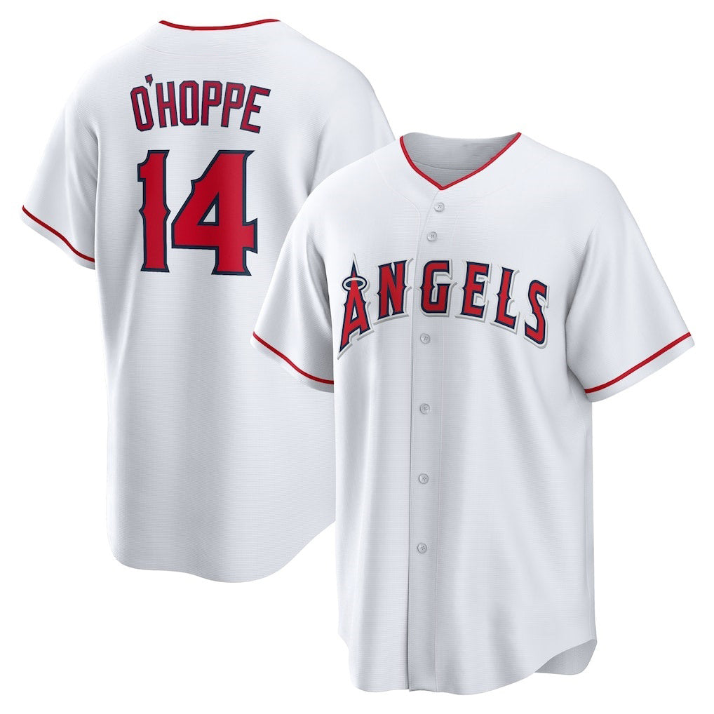 Los Angeles Angels #14 Logan O'Hoppe White Home Replica Baseball Jersey