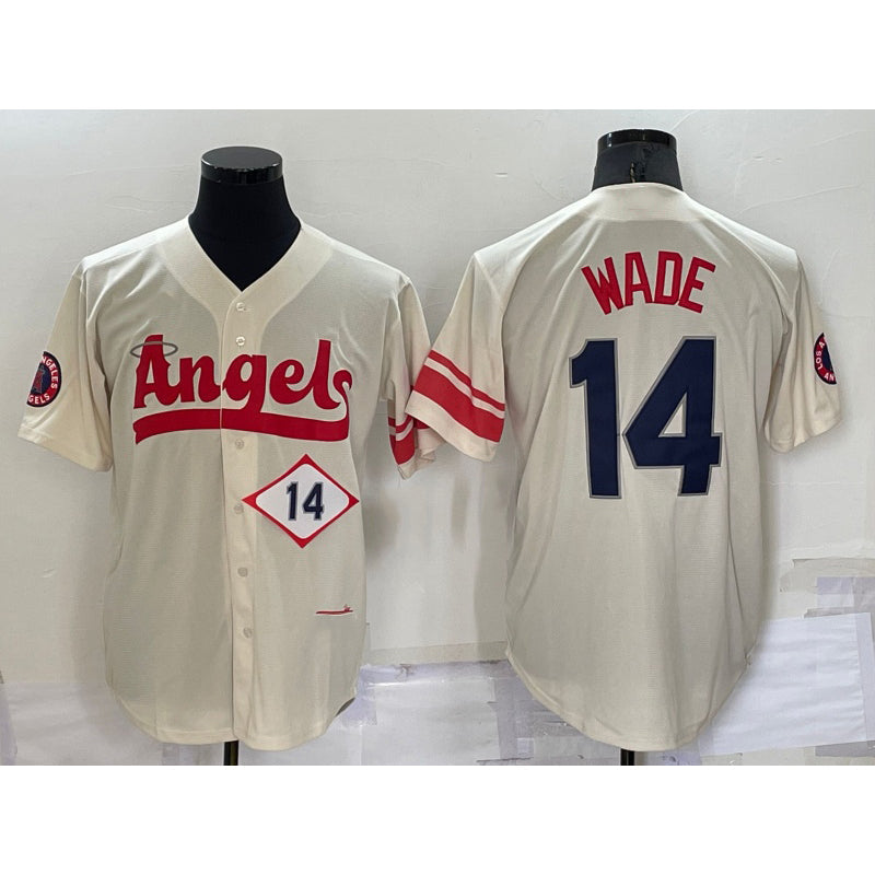 Los Angeles Angels #14 Tyler Wade Number Cream 2022 City Connect Cool Base Stitched Baseball Jersey