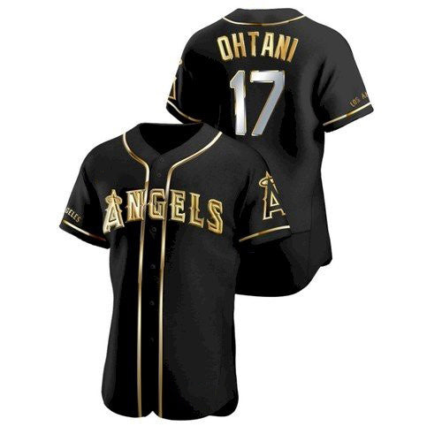 Los Angeles Angels #17 Shohei Ohtani Black Gold Stitched Flex Baseball Jersey