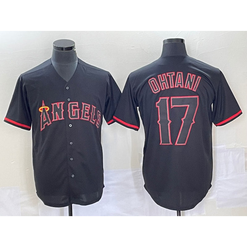 Los Angeles Angels #17 Shohei Ohtani Lights Out Black Fashion Cool Baseball Jersey