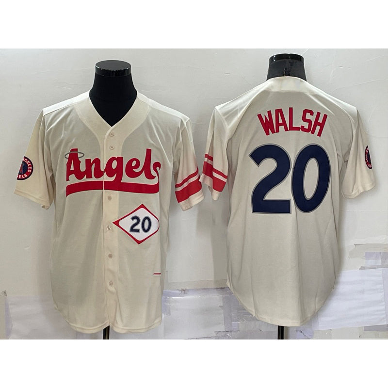 Los Angeles Angels #20 Jared Walsh Number Cream 2022 City Connect Cool Base Stitched Baseball Jersey