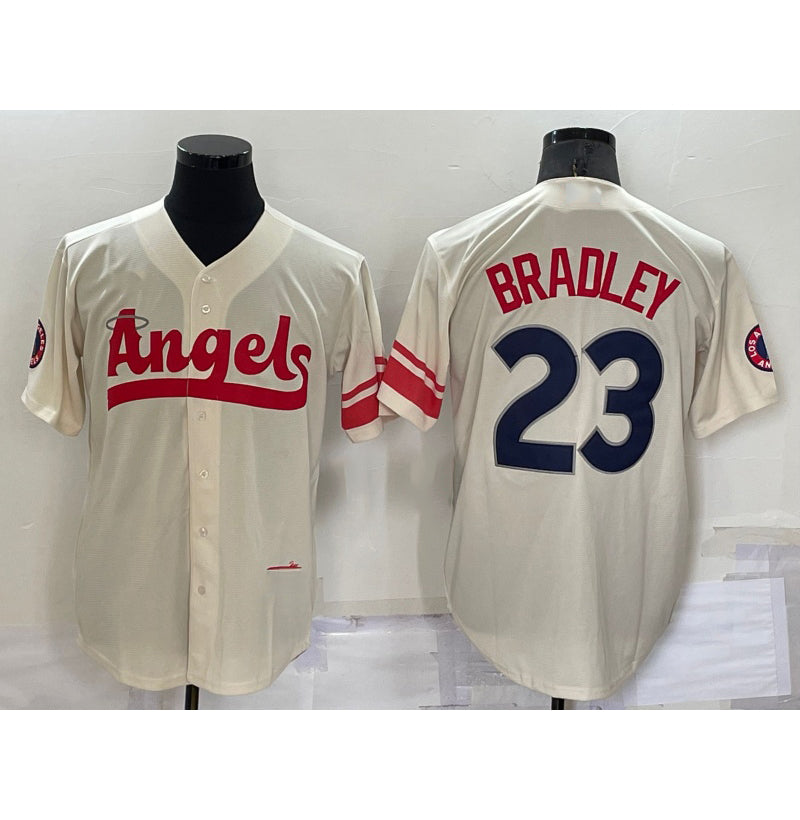 Los Angeles Angels #23 Archie Bradley Cream 2022 City Connect Cool Base Stitched Baseball Jersey