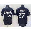 Los Angeles Angels #27 Mike Trout Black 'Gothic Halo Edition' Vapor Limited Stitched Baseball Jersey