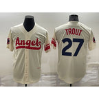 Los Angeles Angels #27 Mike Trout Cream 2022 City Connect Cool Base Stitched Baseball Jersey