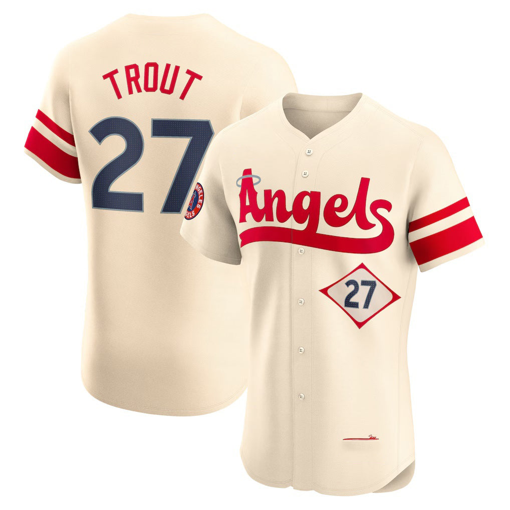 Los Angeles Angels #27 Mike Trout Cream City Connect Elite Player Baseball Jersey