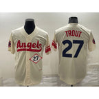 Los Angeles Angels #27 Mike Trout Number Cream 2022 City Connect Cool Base Stitched Baseball Jersey