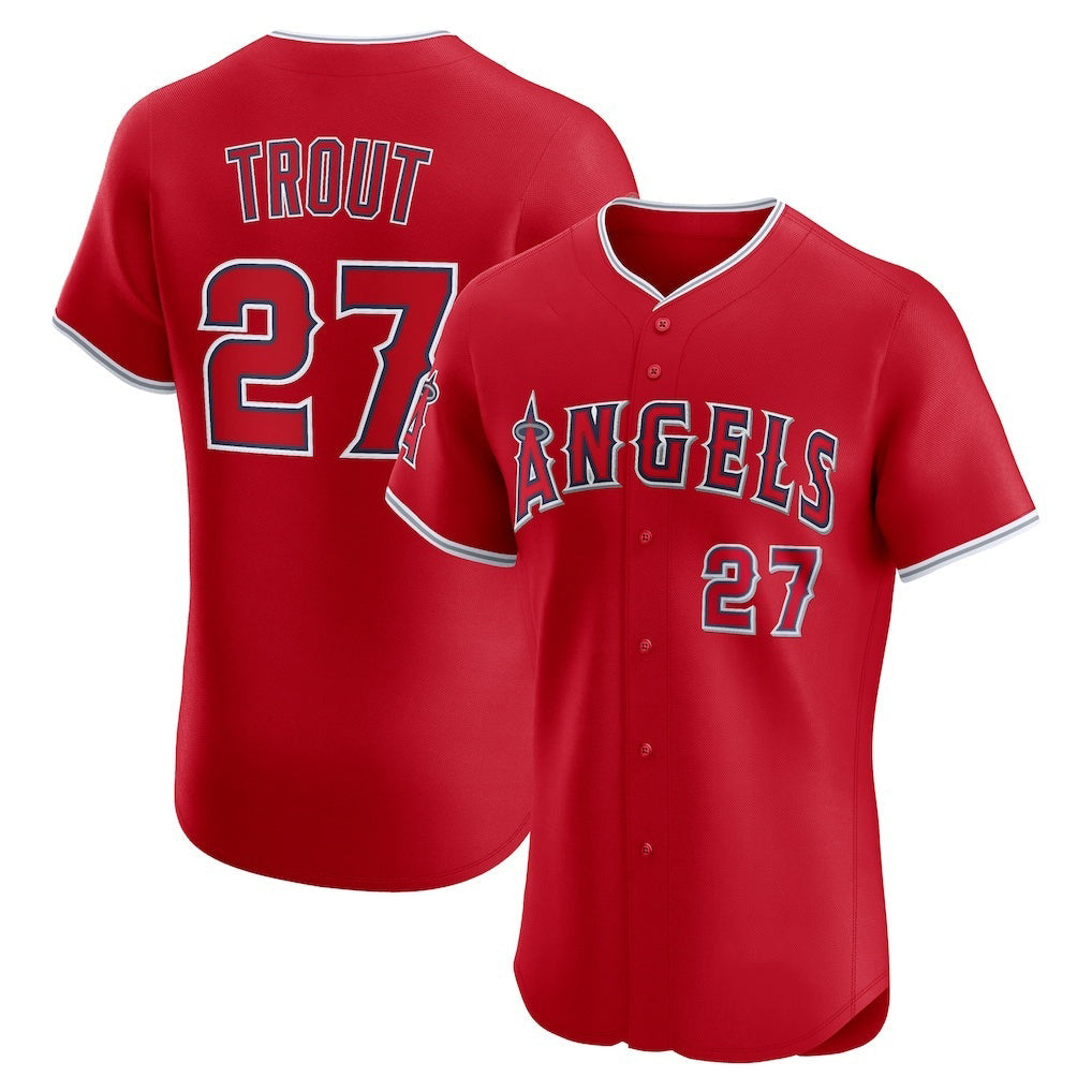 Los Angeles Angels #27 Mike Trout Red Alternate Elite Baseball Jersey