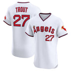 Los Angeles Angels #27 Mike Trout White Alternate 2 Elite Baseball Jersey