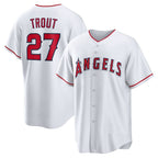Los Angeles Angels #27 Mike Trout White Home Replica Player Name Baseball Jersey