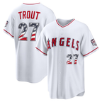 Los Angeles Angels #27 Mike Trout White USA 250 Fourth of July Home Stadium Baseball Jersey