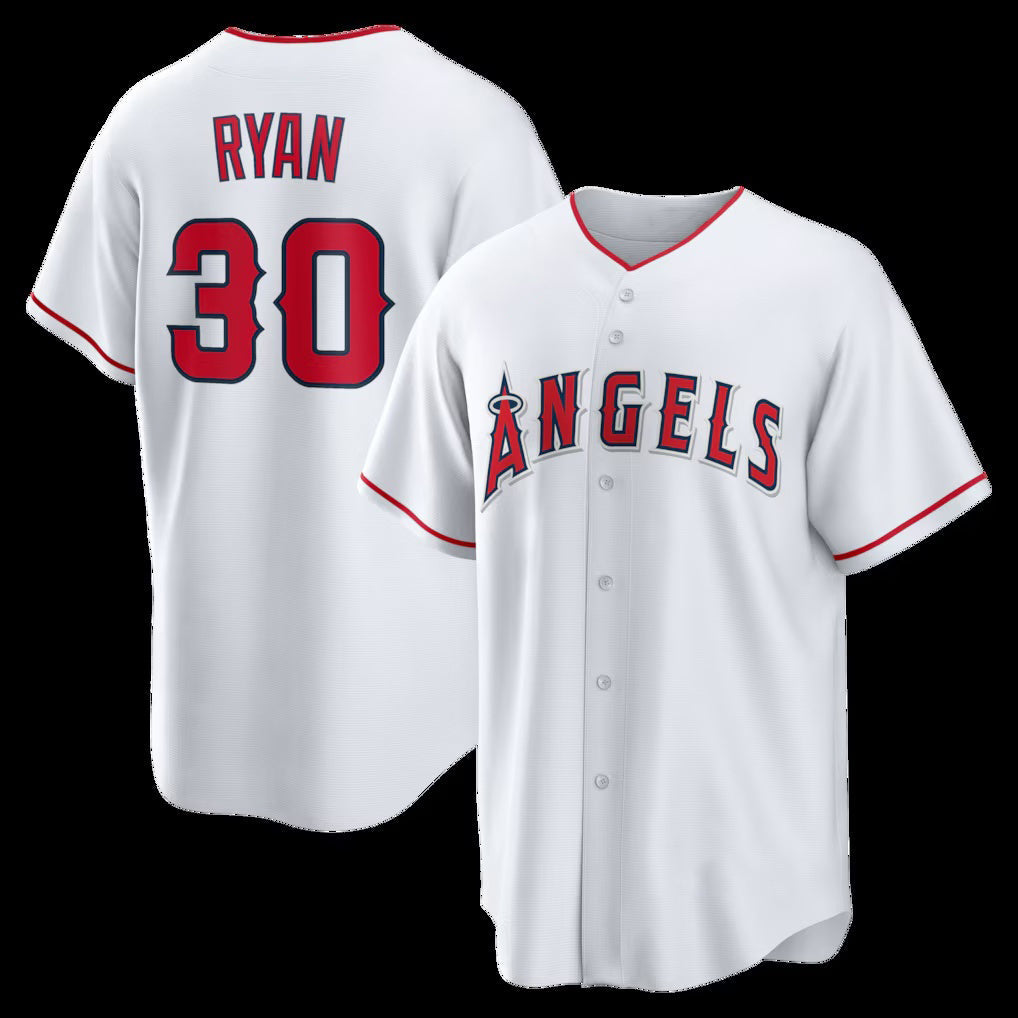 Los Angeles Angels #30 Nolan Ryan White Home Retired Player Replica Baseball Jersey