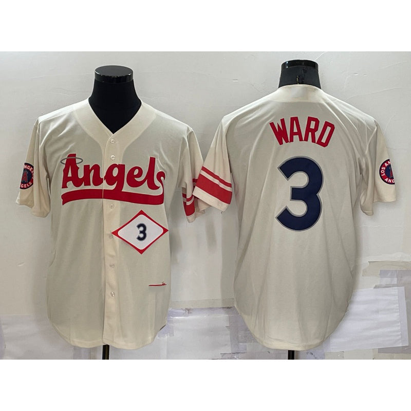 Los Angeles Angels #3 Taylor Ward Number Cream 2022 City Connect Cool Base Stitched Baseball Jersey