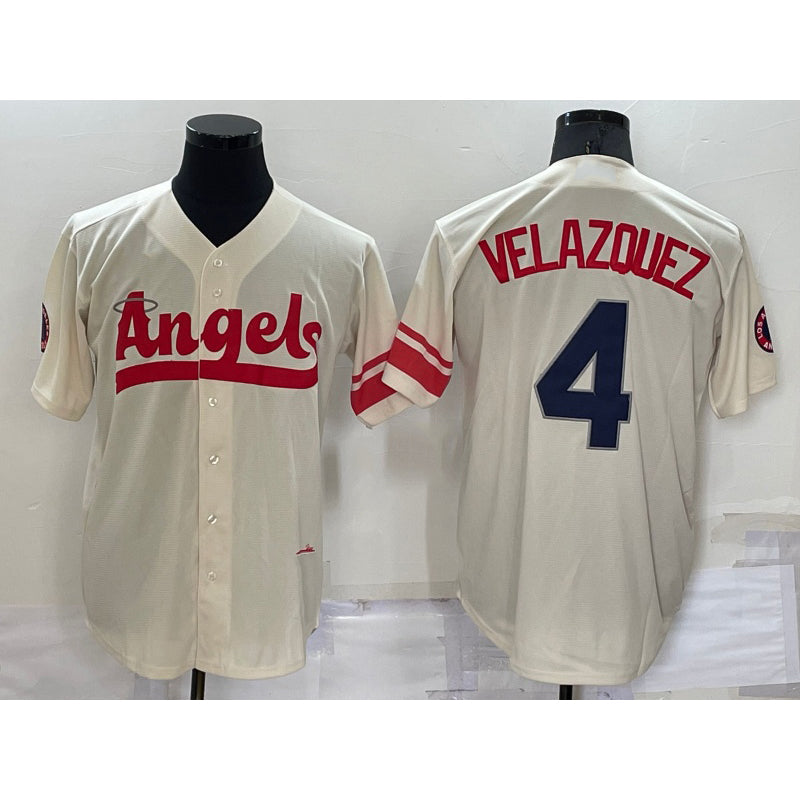 Los Angeles Angels #4 Andrew Velazquez Cream 2022 City Connect Cool Base Stitched Baseball Jersey