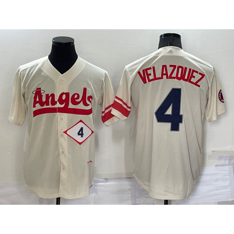 Los Angeles Angels #4 Andrew Velazquez Number Cream 2022 City Connect Cool Base Stitched Baseball Jersey