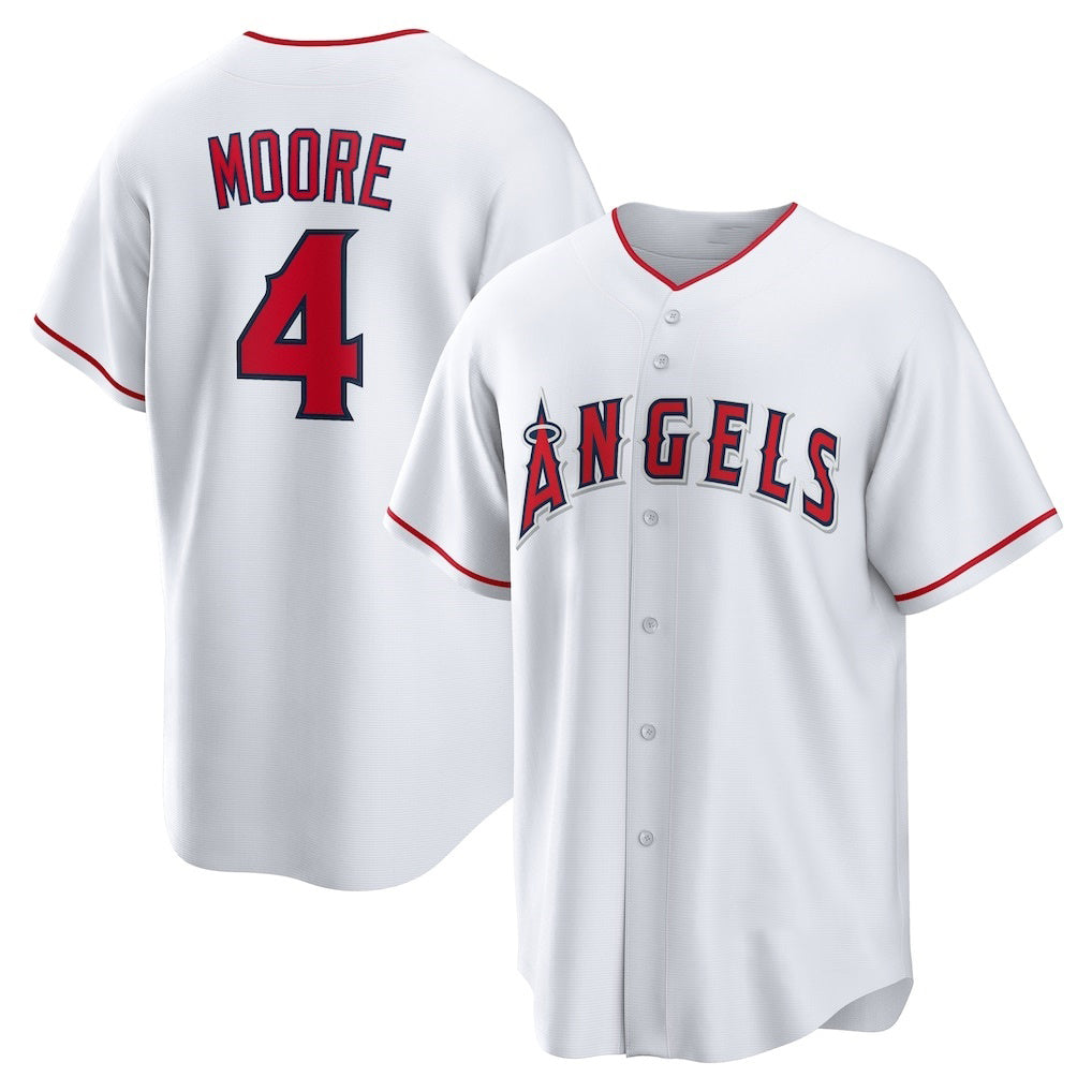 Los Angeles Angels #4 Christian Moore White Home Replica Baseball Jersey