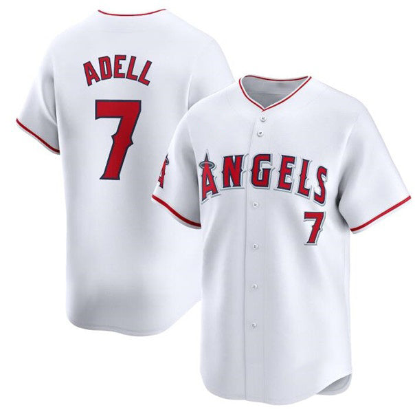 Los Angeles Angels #7 Jo Adell White Home Limited Stitched Baseball Jersey