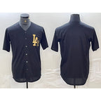Los Angeles Dodgers Blank Black Gold Cool Base Stitched Baseball Jersey