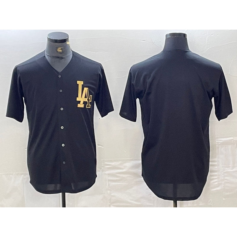 Los Angeles Dodgers Blank Black Gold Cool Base Stitched Baseball Jersey