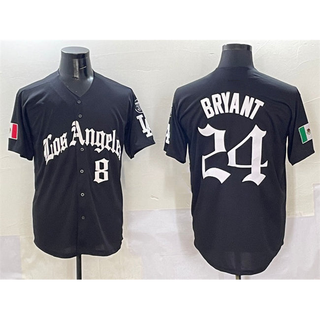 Los Angeles Dodgers Front #8 Back #24 Kobe Bryant Black Mexico 2025 LA Gothic Style With Fernando Patch Vapor Premier Limited Stitched Baseball Jersey