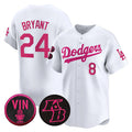 Los Angeles Dodgers Front #8 Back #24 Kobe Bryant White 2026 Mother’s Day Vapor Premier Limited Stitched Baseball Jersey