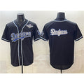 Los Angeles Dodgers Team Big Logo Black Fashion 2025 World Series Cool Base Stitched Baseball Jersey