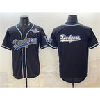 Los Angeles Dodgers Team Big Logo Black Fashion 2025 World Series Cool Base Stitched Baseball Jersey