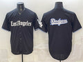Los Angeles Dodgers Team Big Logo Black 'Gothic Edition' Vapor Premier Limited Stitched Baseball Jersey 2