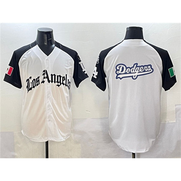 Los Angeles Dodgers Team Big Logo White Black Mexico 2025 LA Gothic Style With Fernando Patch Vapor Premier Limited Stitched Baseball Jersey