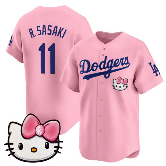 Los Angeles Dodgers #11 Roki Sasaki Pink 2025 Hello Kitty Vapor Limited Stitched Baseball Jersey