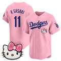 Los Angeles Dodgers #11 Roki Sasaki Pink 2025 Hello Kitty Vapor Limited Stitched Baseball Jersey