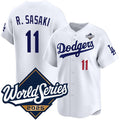 Los Angeles Dodgers #11 Roki Sasaki White 2025 World Series Limited Stitched Baseball Jersey