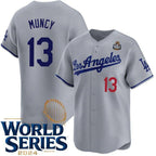 Los Angeles Dodgers #13 Max Muncy Gray 2024 World Series Patch Limited Stitched Baseball Jersey
