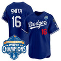Los Angeles Dodgers #16 Will Smith Royal 2025 Back-To-Back World Series Champions Jersey