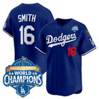 Los Angeles Dodgers #16 Will Smith Royal 2025 Back-To-Back World Series Champions Jersey