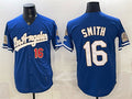 Los Angeles Dodgers #16 Will Smith Royal 2026 Gold Collection 9x & B2B Champs Patch Stitched Baseball Jersey