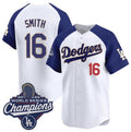 Los Angeles Dodgers #16 Will Smith White Blue 2025 Champions Stitched Baseball Jersey