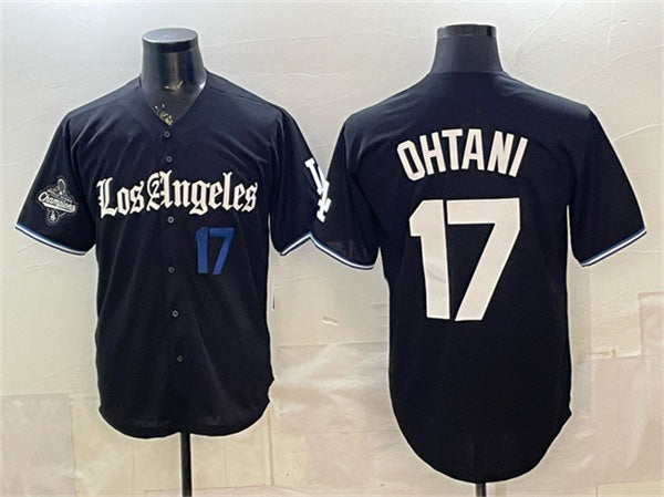 Los Angeles Dodgers #17 Shohei Ohtani Black 2025 World Series Champions Patch 'Gothic Edition' Vapor Premier Limited Stitched Baseball Jersey