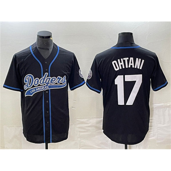 Los Angeles Dodgers #17 Shohei Ohtani Black Cool Base With Patch Stitched Baseball Jersey